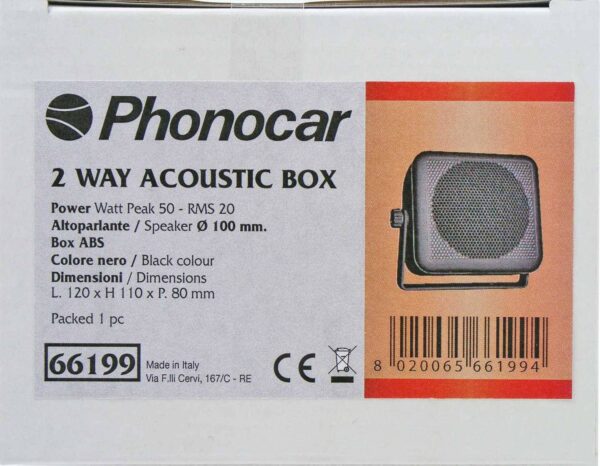 Haut-parleur cube 2 voies 50W 100 PHONOCAR – Image 2