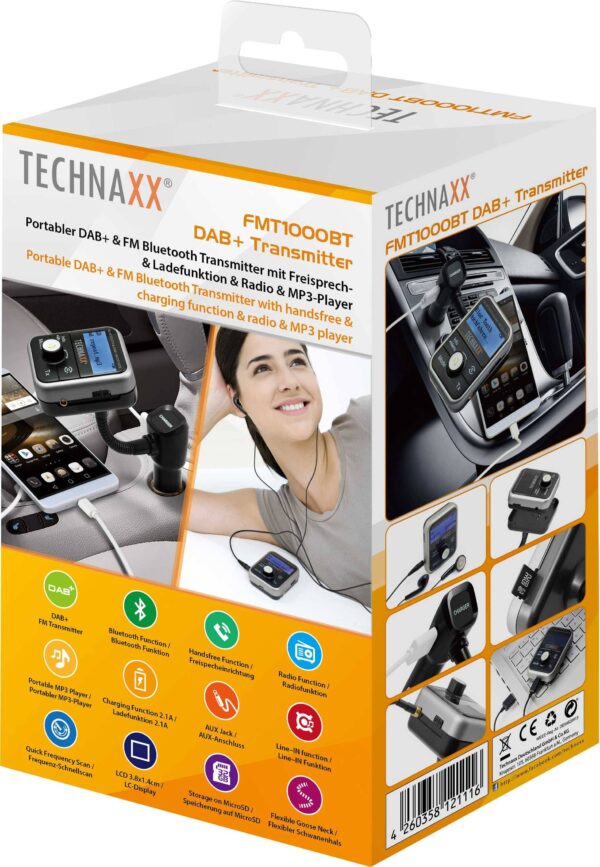 Transmetteur DAB+/FM 4-en-1 Bluetooth TECHNAXX T1000BT – Image 2
