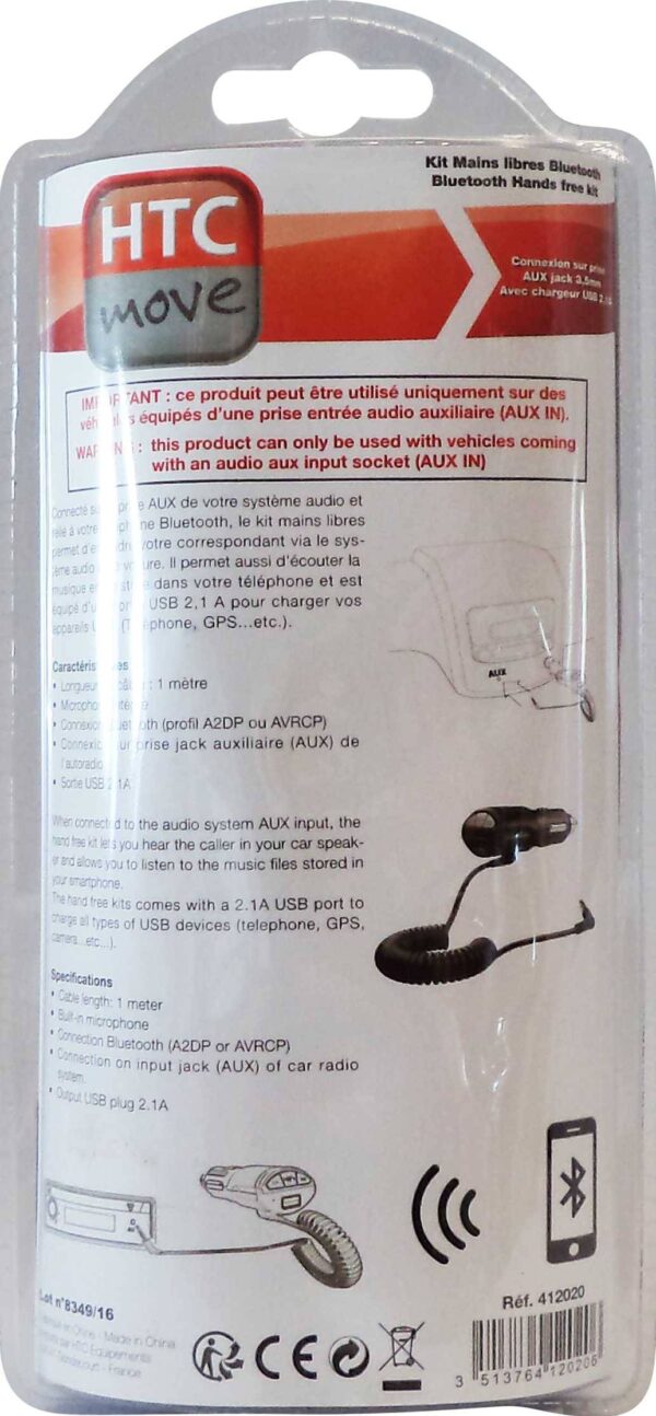 Kit mains-libres Bluetooth 12/24V recharg. sur aux. 2.1A – Image 3